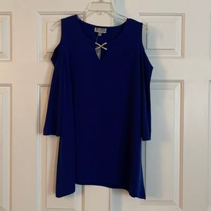 JM Collection deep cobalt blue top Large